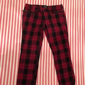 Plaid red punk pants w/zipper pockets 9 Max Rave